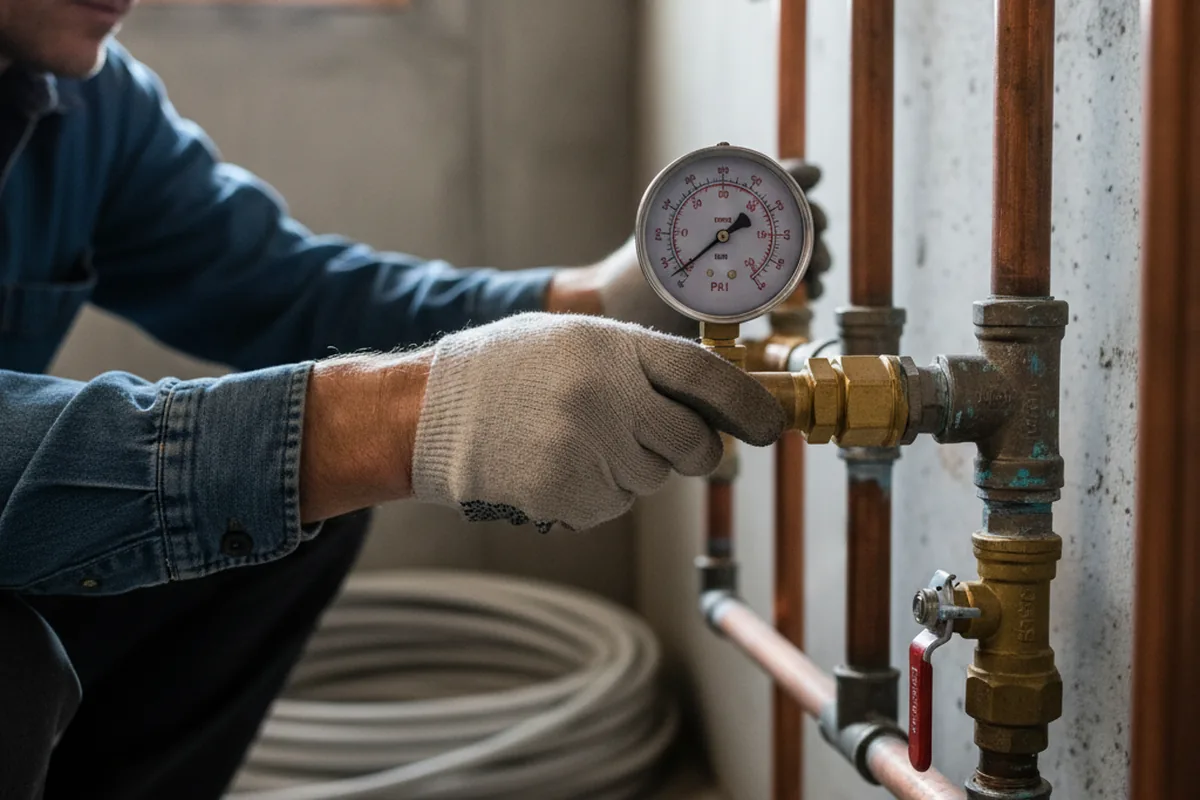 Pressure testing a repaired line during Water Line Repair in Poughquag